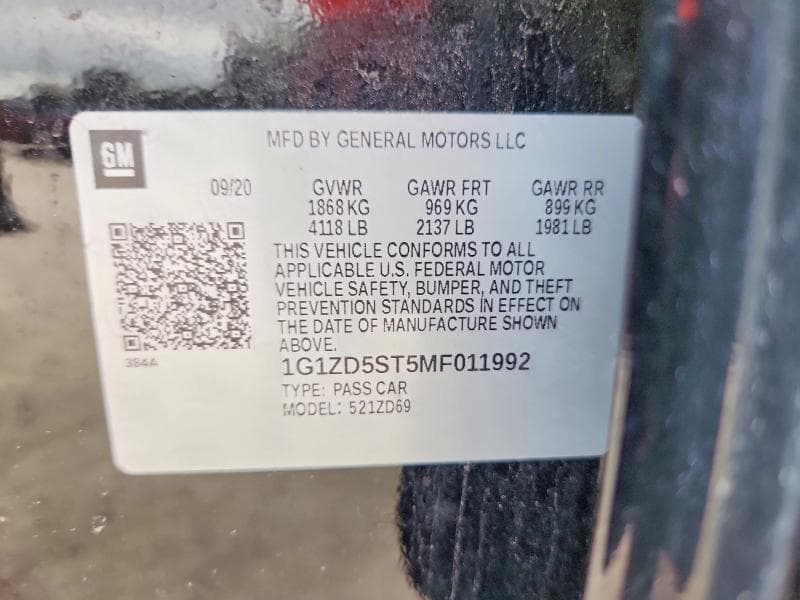2021 CHEVROLET MALIBU LT 13