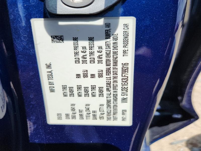 2020 TESLA MODEL 3 13