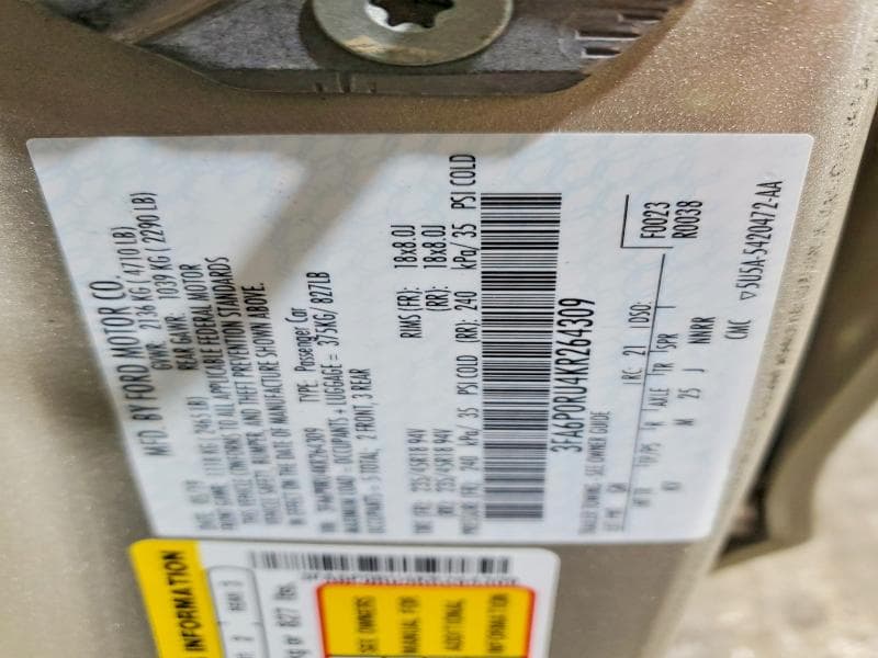 2019 FORD FUSION TITANIUM 12