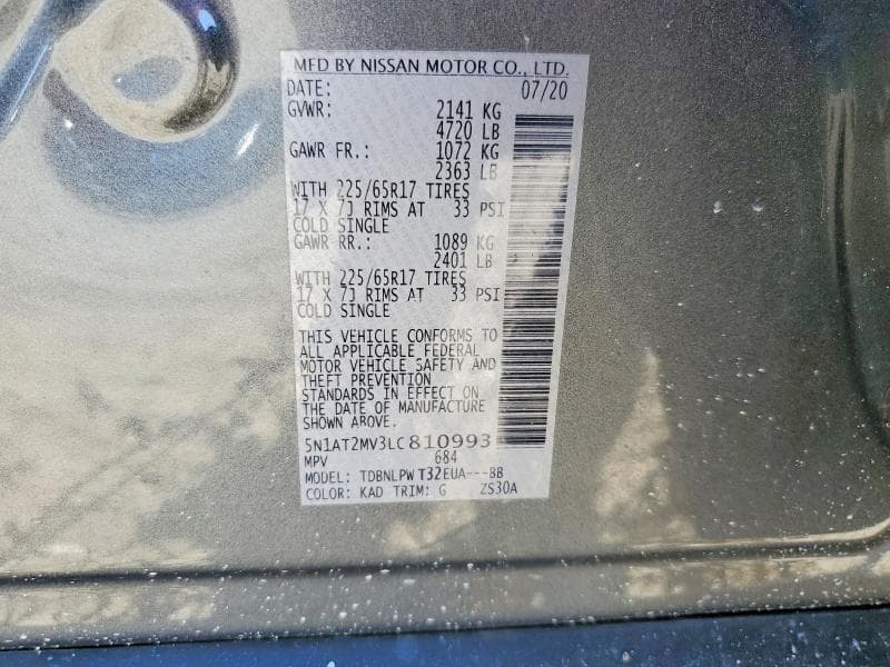2020 NISSAN ROGUE S 14
