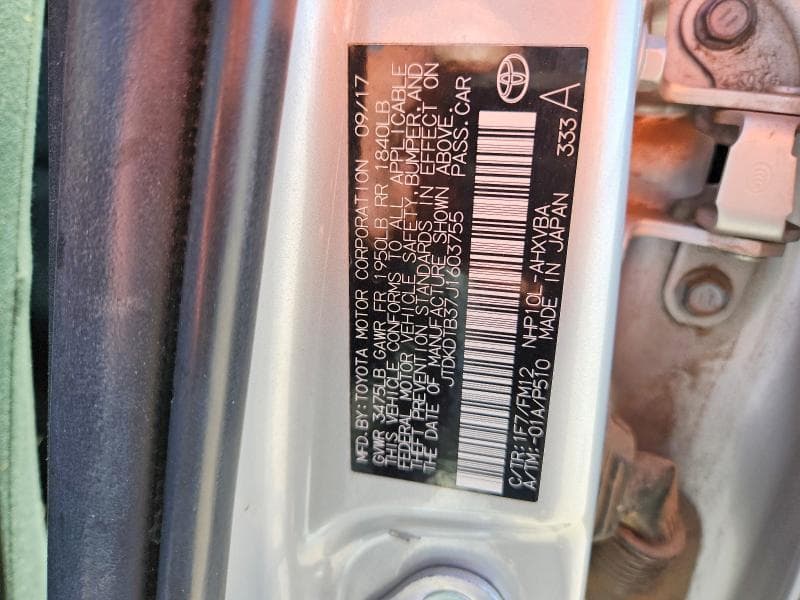 2018 TOYOTA PRIUS C TWO 12