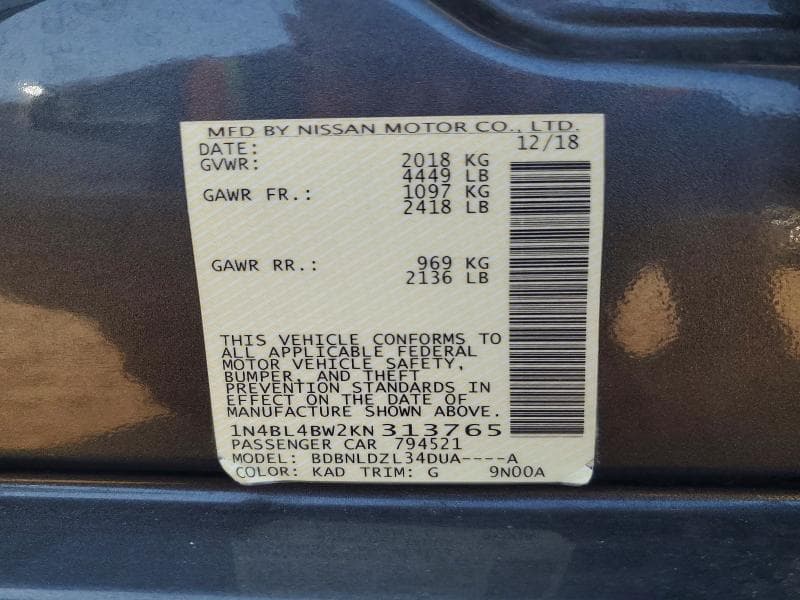 2019 NISSAN ALTIMA S 13