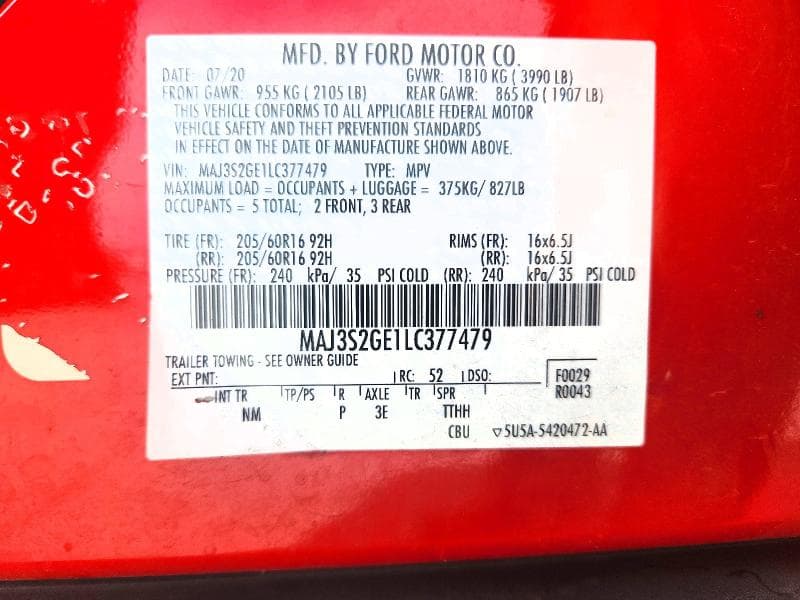 2020 FORD ECOSPORT SE 13