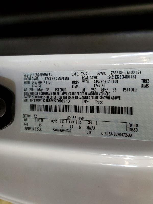 2021 FORD F150 12