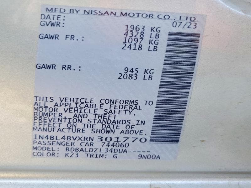 2024 NISSAN ALTIMA S 12