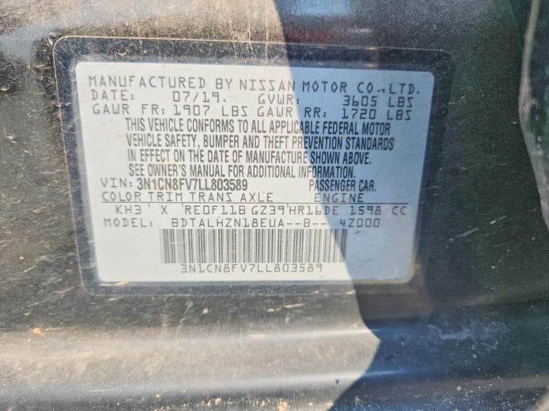 2020 NISSAN VERSA SR 12