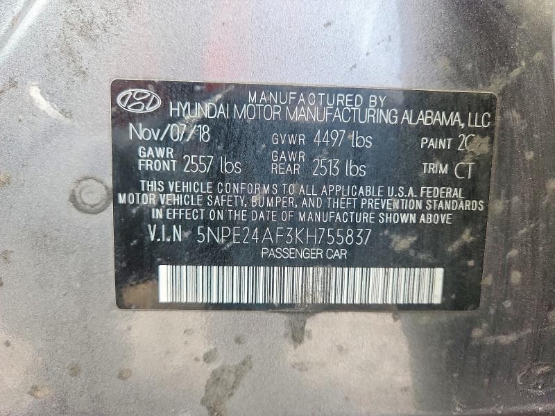 2019 HYUNDAI SONATA SE 12