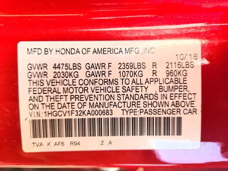 2019 HONDA ACCORD SPORT 13