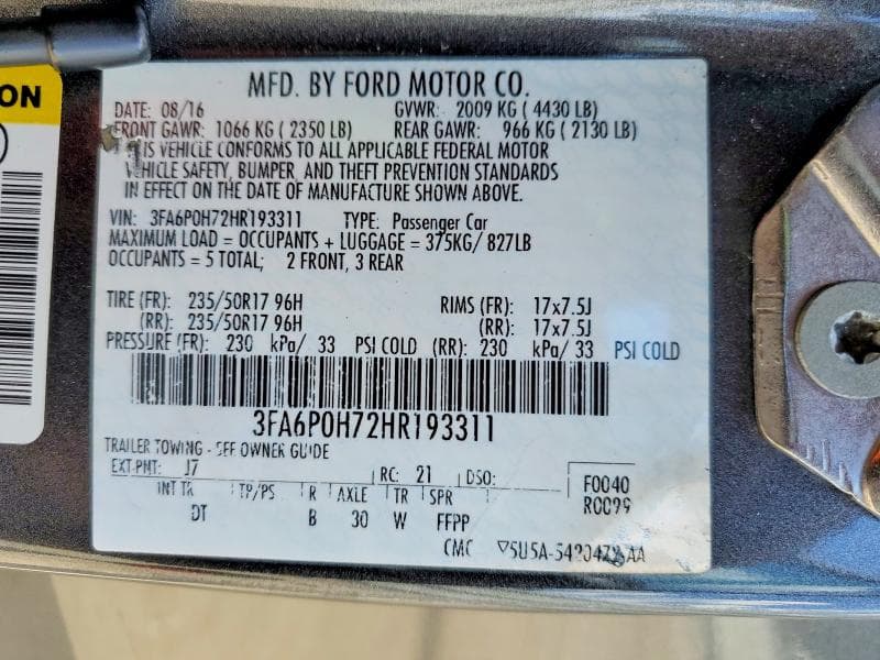 2017 FORD FUSION SE 12