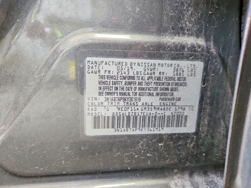 2019 NISSAN SENTRA SV 13