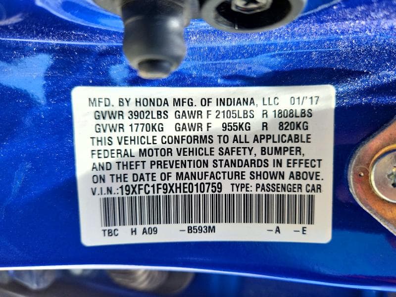 2017 HONDA CIVIC TOURING 12