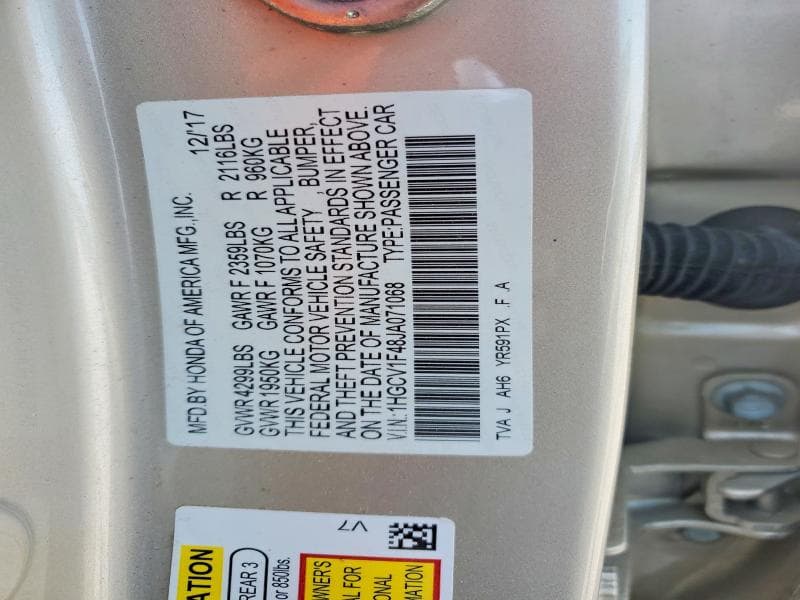 2018 HONDA ACCORD EX 12