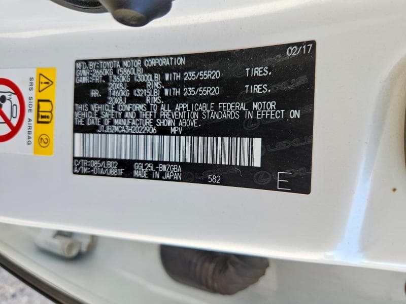 2017 LEXUS RX 350 BASE 12