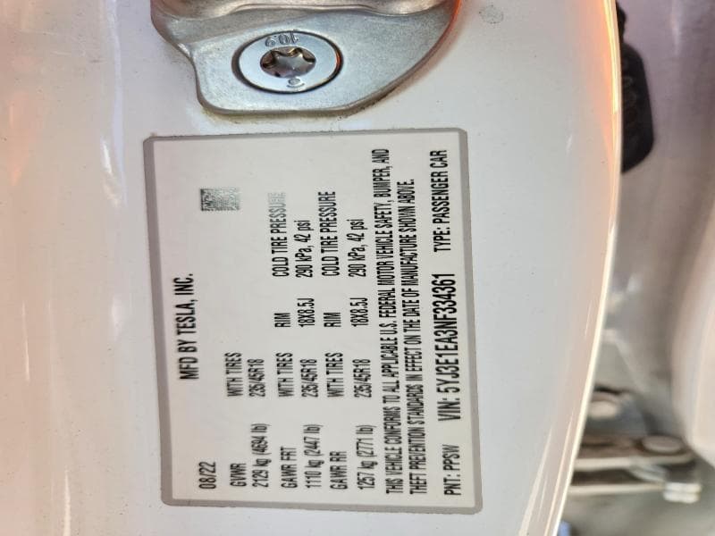 2022 TESLA MODEL 3 12
