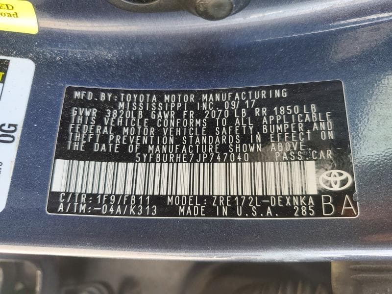 2018 TOYOTA COROLLA LE 13