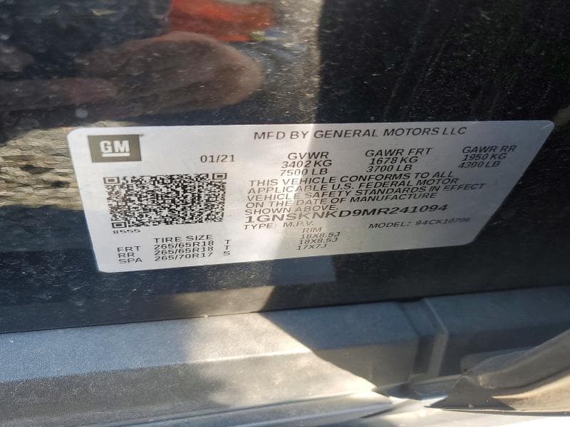 2021 CHEVROLET TAHOE K1500 LT 12