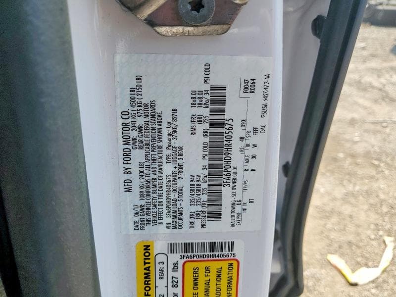 2017 FORD FUSION SE 12