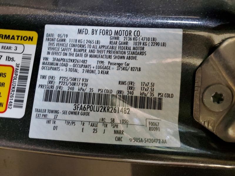 2019 FORD FUSION SE 13