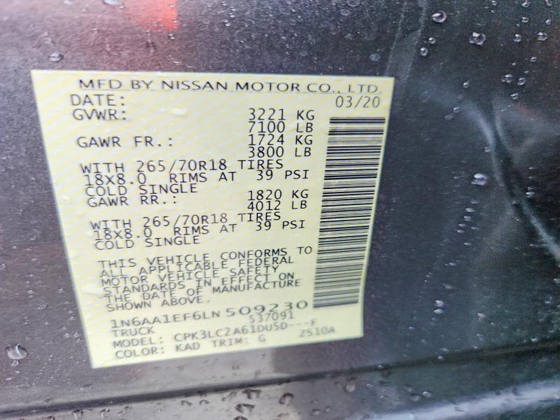 2020 NISSAN TITAN SV 12