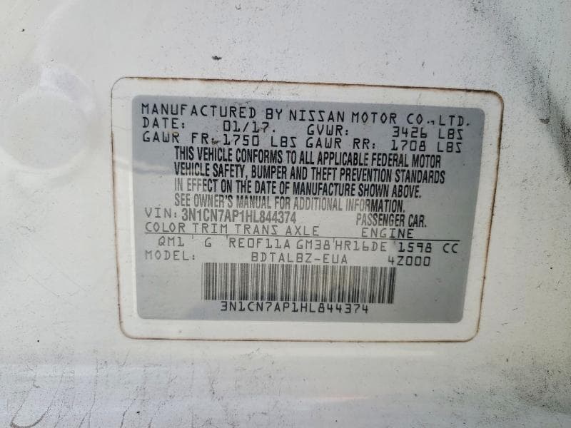 2017 NISSAN VERSA 1.6 S 12