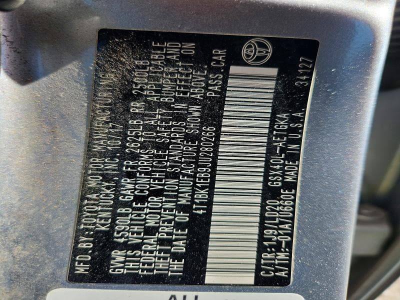 2018 TOYOTA AVALON XLE 12