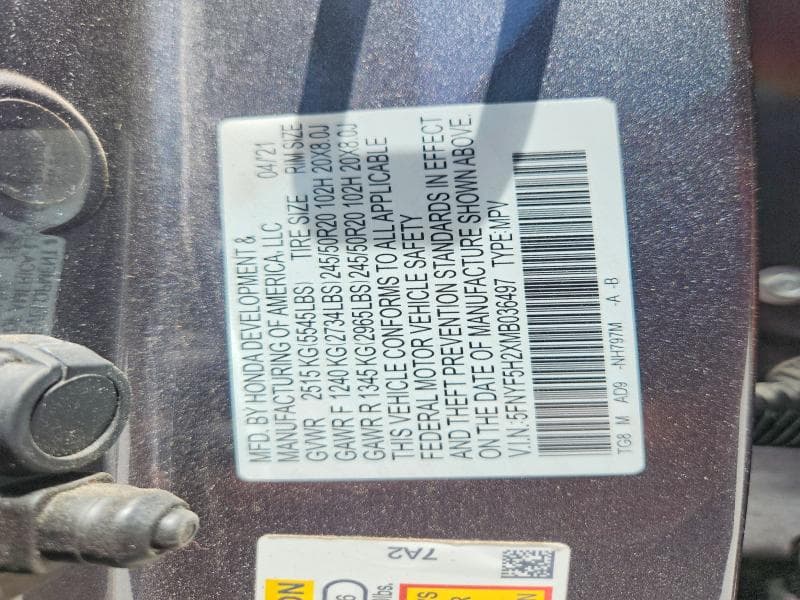 2021 HONDA PILOT SE 13