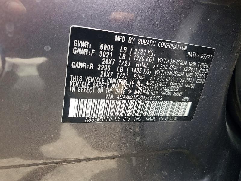 2021 SUBARU ASCENT LIMITED 14
