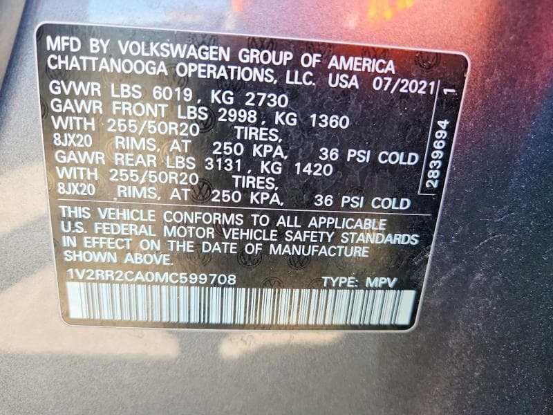 2021 VOLKSWAGEN ATLAS SE 13