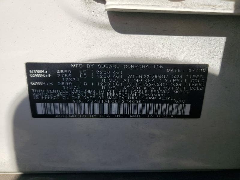 2020 SUBARU OUTBACK PREMIUM 14