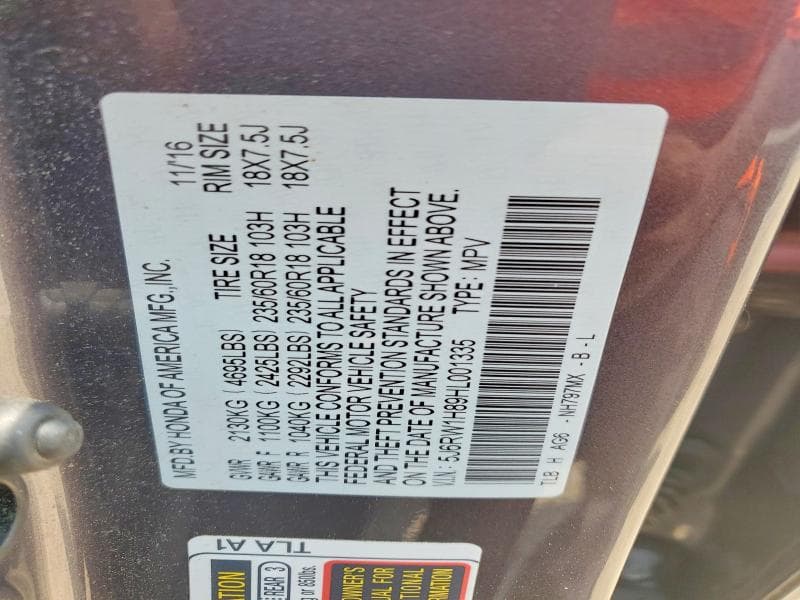 2017 HONDA CR-V EXL 12