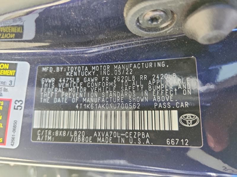 2022 TOYOTA CAMRY XSE 12