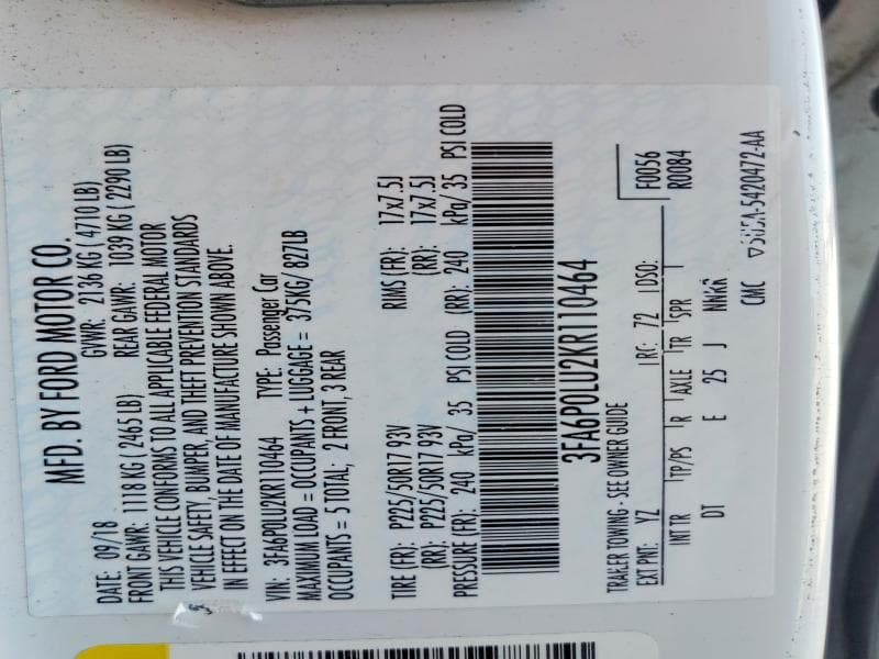 2019 FORD FUSION SE 13