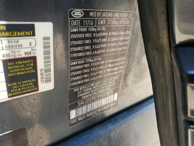 2017 LAND ROVER RANGE ROVER SUPERCHARGED 14