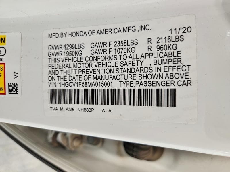 2021 HONDA ACCORD EXL 13