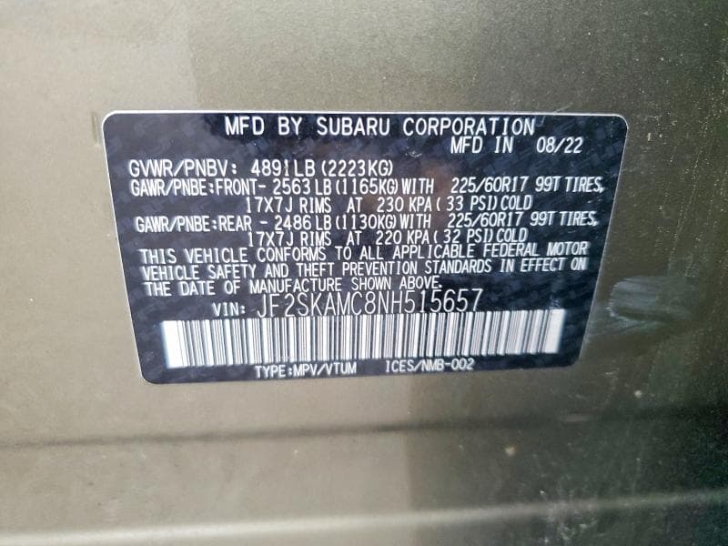 2022 SUBARU FORESTER WILDERNESS 13