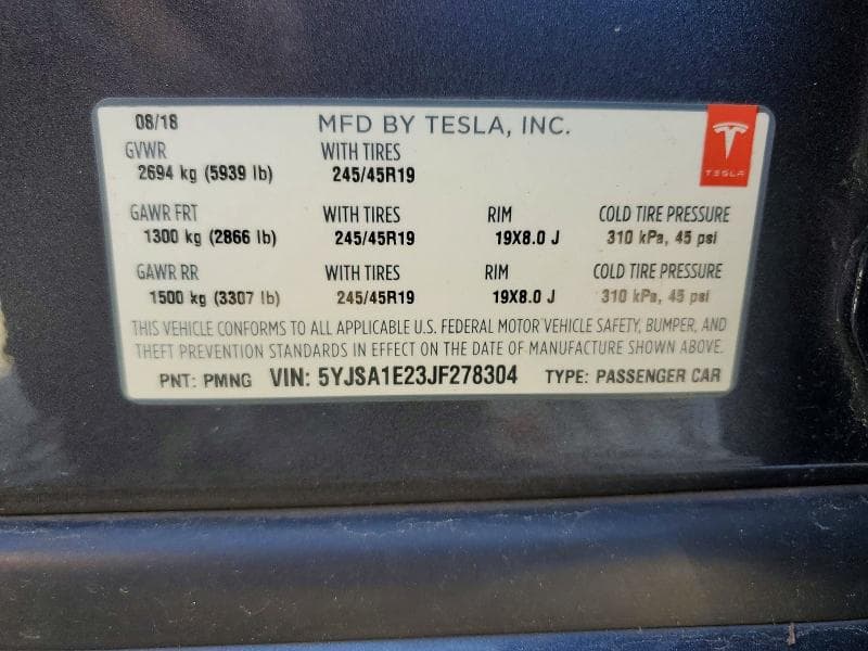 2018 TESLA MODEL S 12