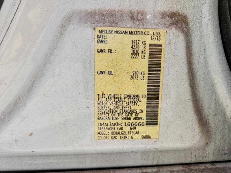 2017 NISSAN ALTIMA 2.5 S 13