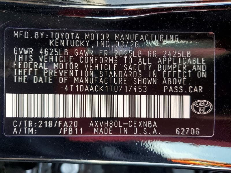 2026 TOYOTA CAMRY LE 12