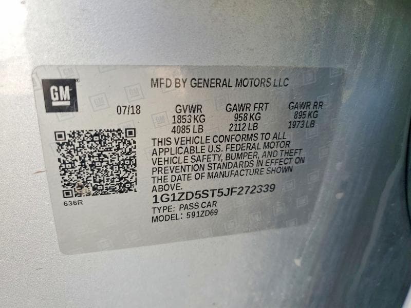 2018 CHEVROLET MALIBU LT 12