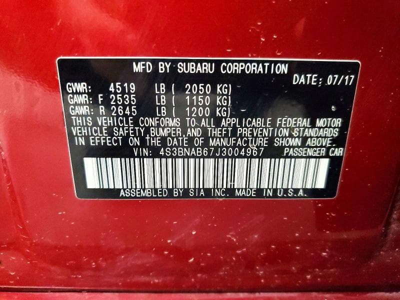 2018 SUBARU LEGACY 2.5I 13