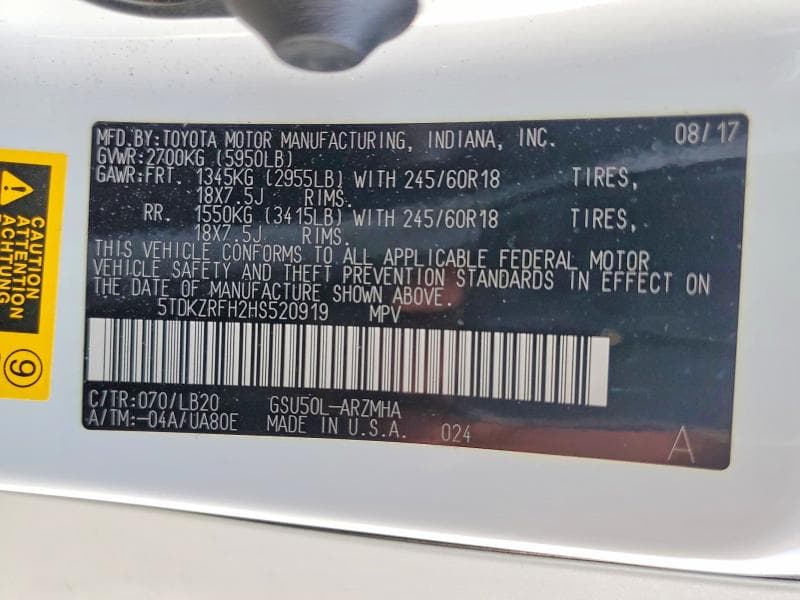 2017 TOYOTA HIGHLANDER XLE 14
