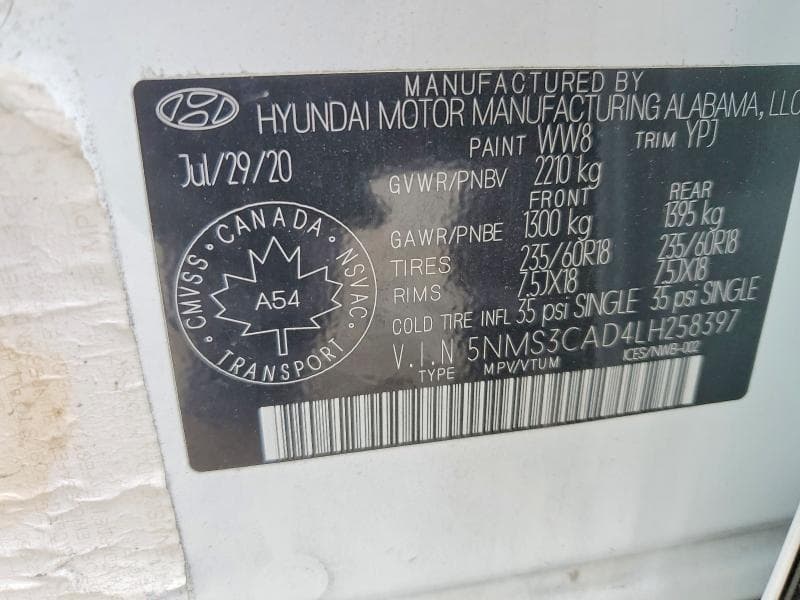 2020 HYUNDAI SANTA FE SEL 13
