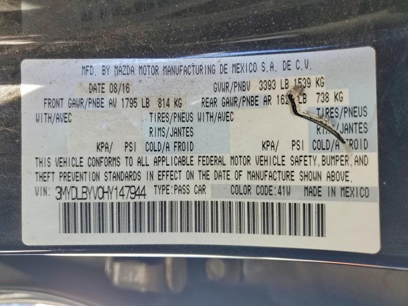 2017 TOYOTA YARIS IA BASE 12