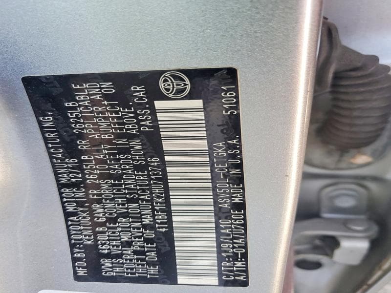 2017 TOYOTA CAMRY XLE 13