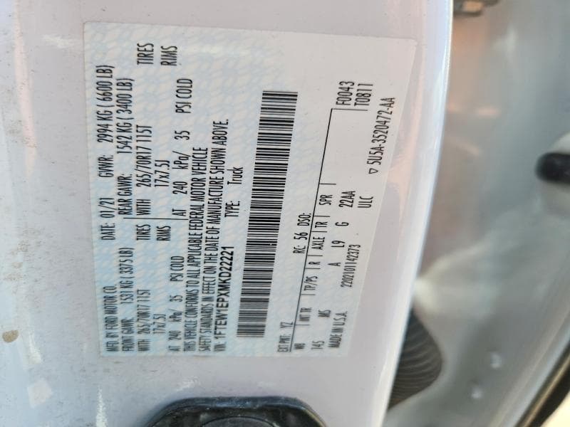 2021 FORD F150 SUPERCREW 12