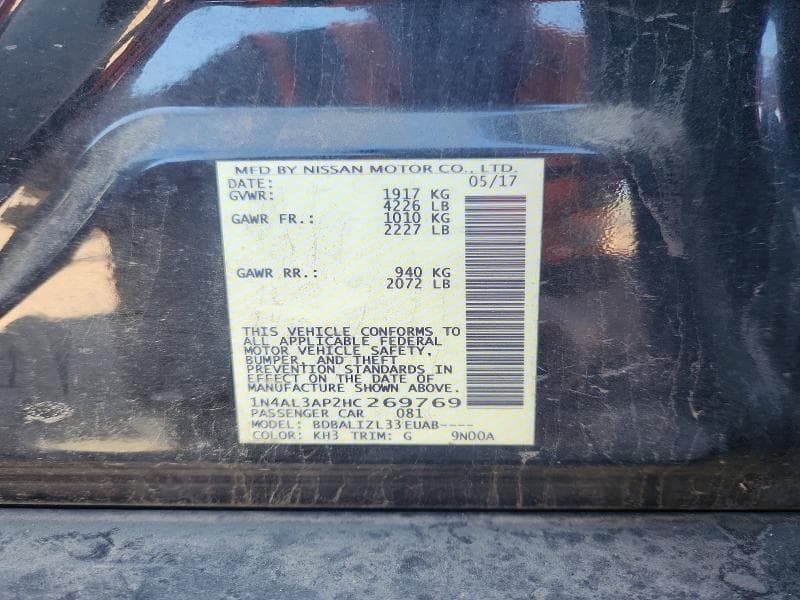 2017 NISSAN ALTIMA 2.5 SV 12