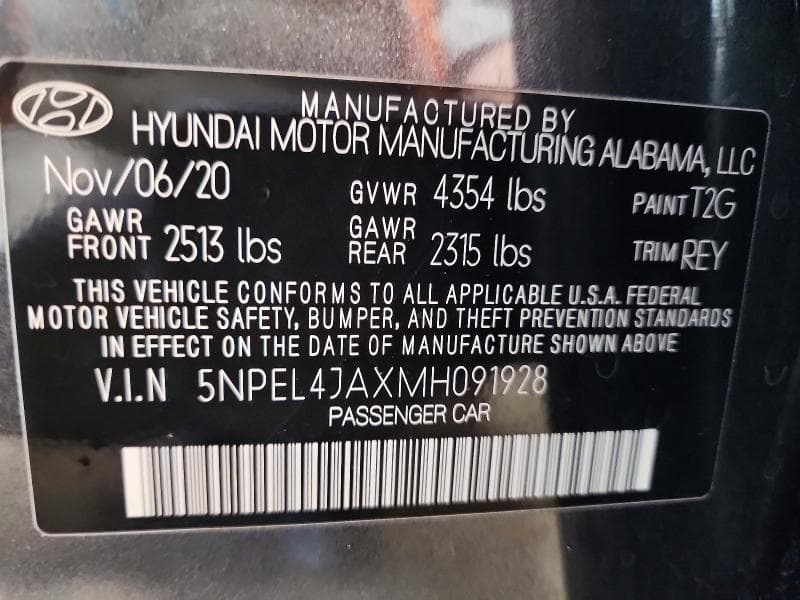 2021 HYUNDAI SONATA SEL 12