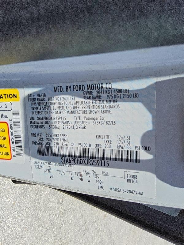 2018 FORD FUSION SE 12