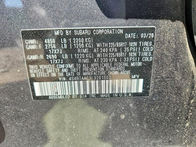 2020 SUBARU OUTBACK 14