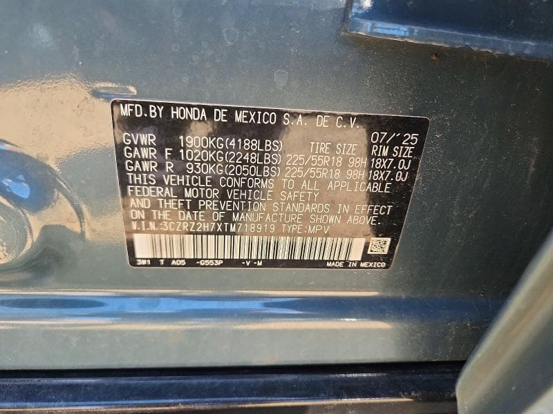 2026 HONDA HR-V EXL 12